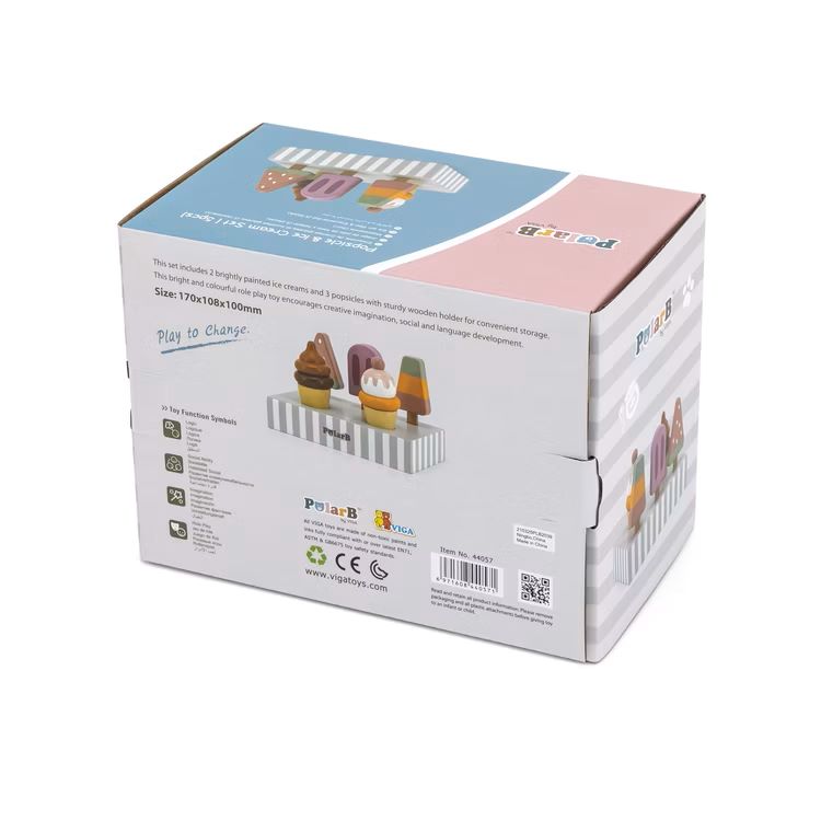 Produktbeschreibung und Holzfiguren auf Rückseite der Box, ideal als Geschenk für Mädchen und Jungen