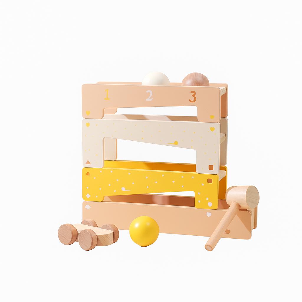 Hammerkugel-Spielzeug aus Holz mit Kinderhammer, Lernspielzeug