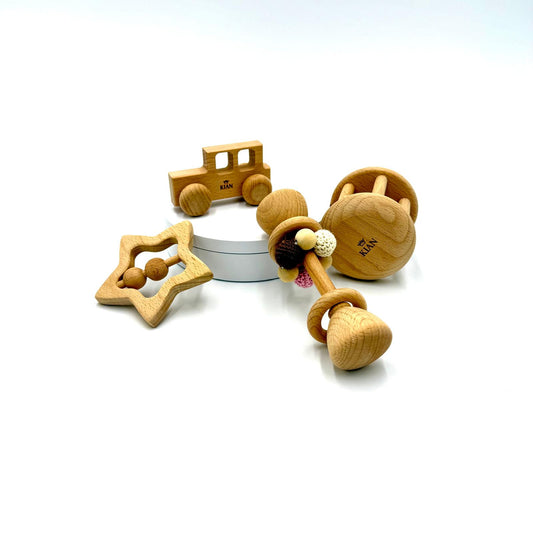 Holzspielzeug für Babys – Kleinauto, motorische Fähigkeiten fördern, sicher und bunt