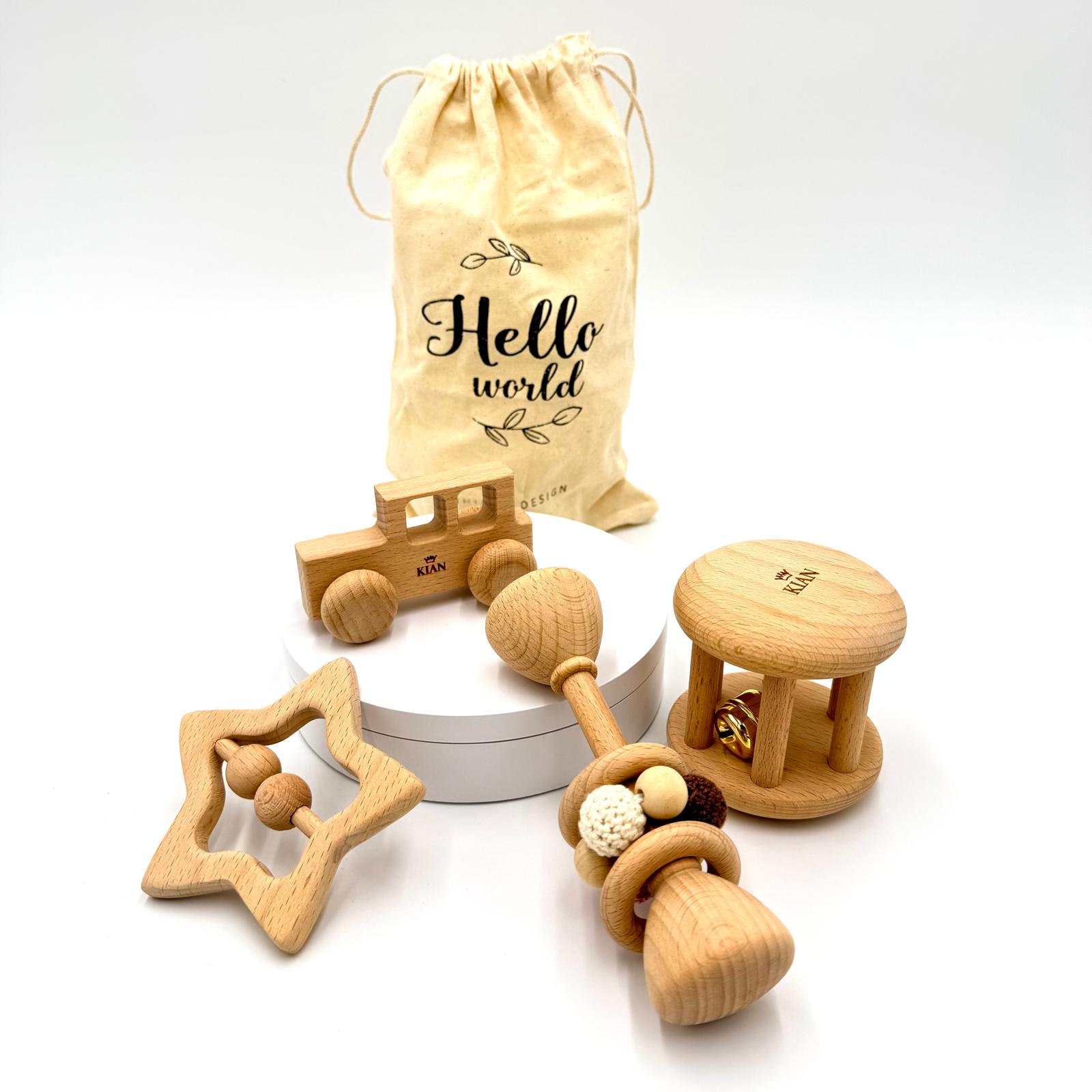 Holzspielzeug für Babys – bunter Holzstern, fördert Greif- und Lernfähigkeiten, sicher für Kleinkinder