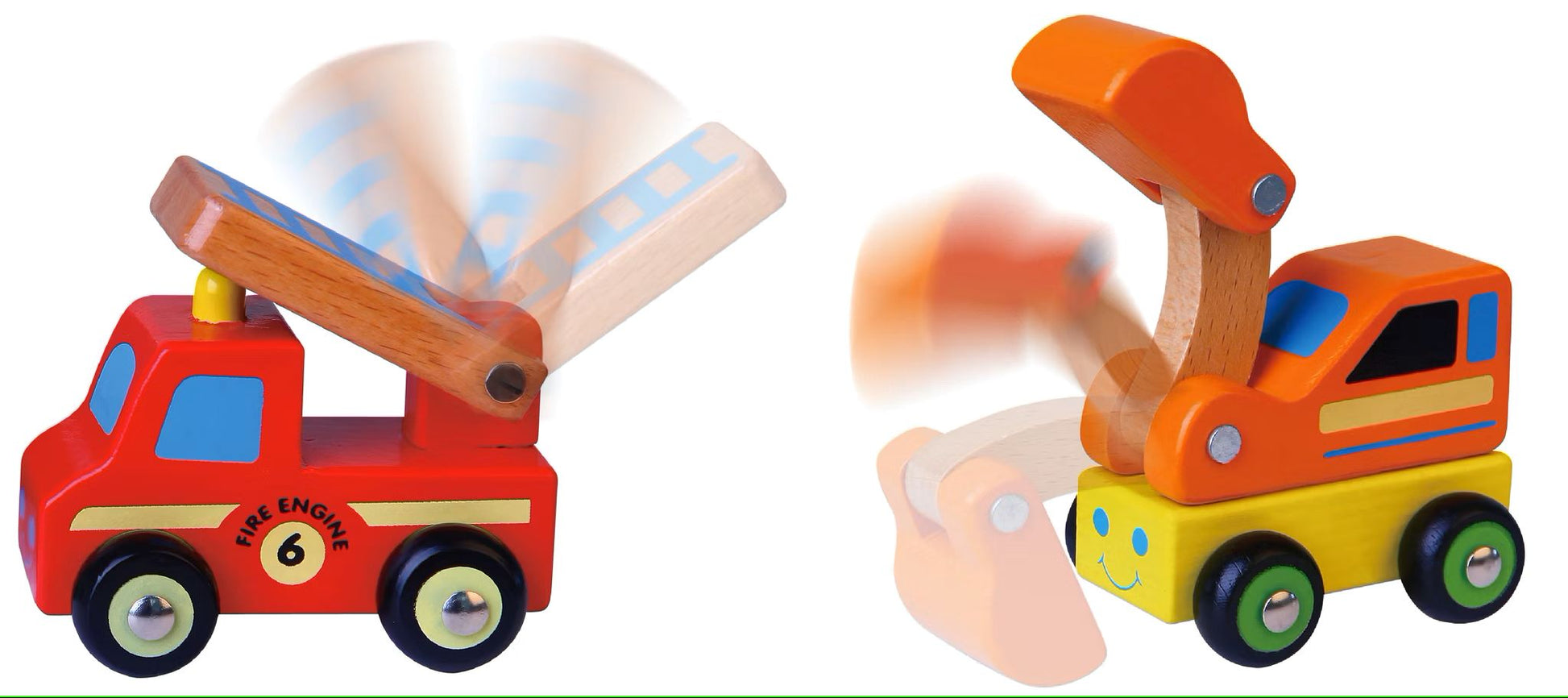 Holzfahrzeugset für Kleinkinder ab 18 Monaten, spielerisch Lernen, Rollenspiel und motorische Fähigkeiten