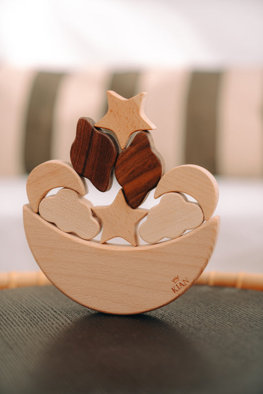 Balanceer Mund-Ausholstapel-Spiel aus Holz für Kinder ab 3 Jahren