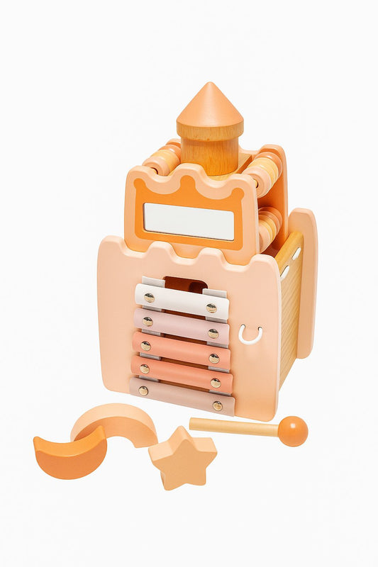 Schloss-Spielcenter aus Holz für Kinder, Lernspielzeug & motorische Förderung