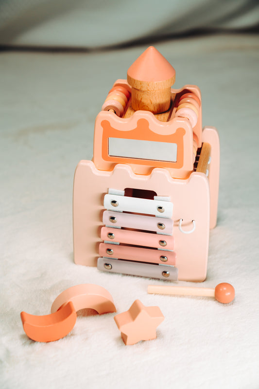 Schloss-Spielcenter aus Holz für Kinder, Lernspielzeug & motorische Förderung