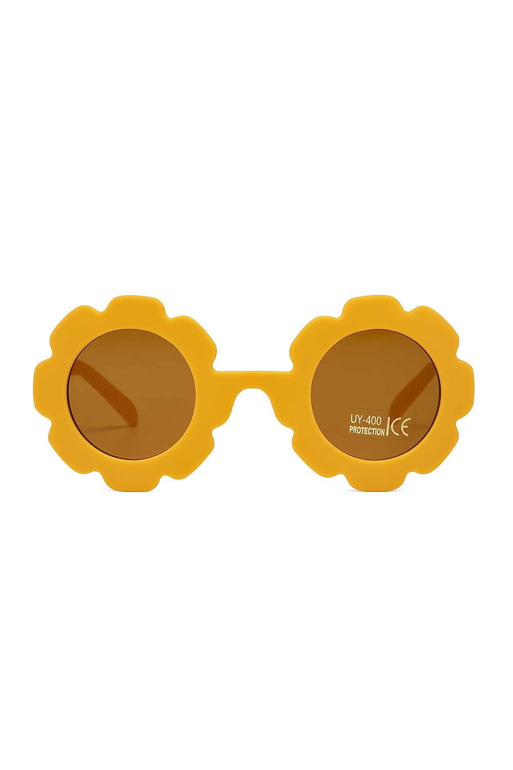 Stylische Kinder Sonnenbrille im Blumen-Design, senfgelber Rahmen mit runden UV400 Schutzgläsern, trendige Baby- und Kleinkinderbrille für Sommer, Strand und Outdoor-Aktivitäten