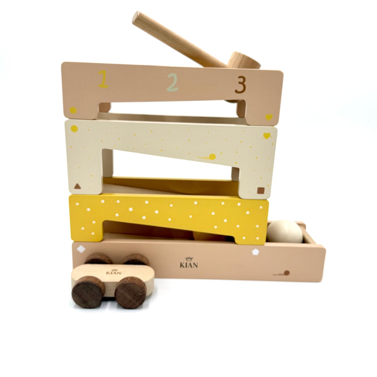 Hammerkugel-Spielzeug aus Holz mit Kinderhammer, Lernspielzeug