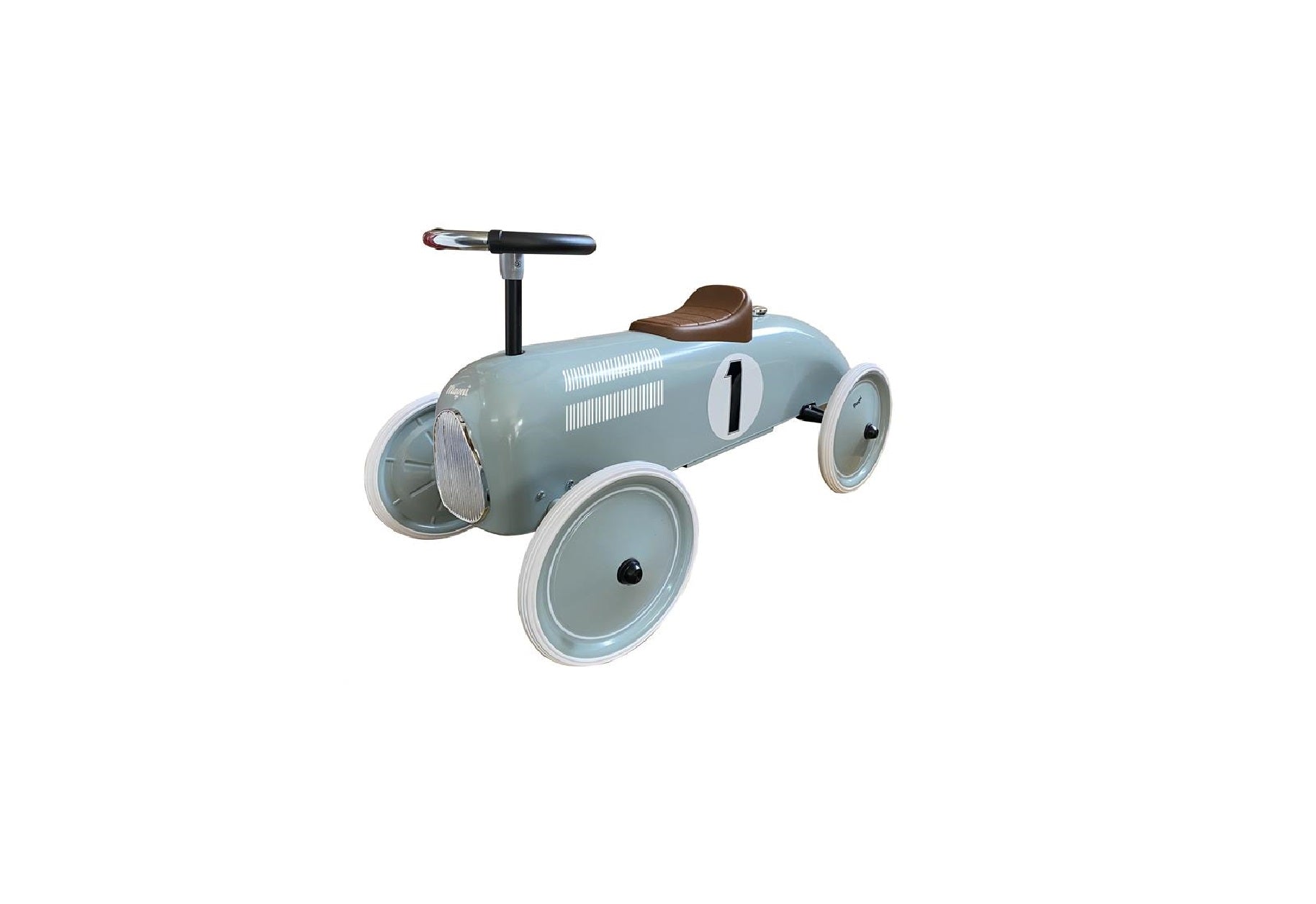 Klassisches Kinder-Rennauto aus Metall mit Pedalen in Retro-Optik, geeignet für Kinder ab 3 Jahren