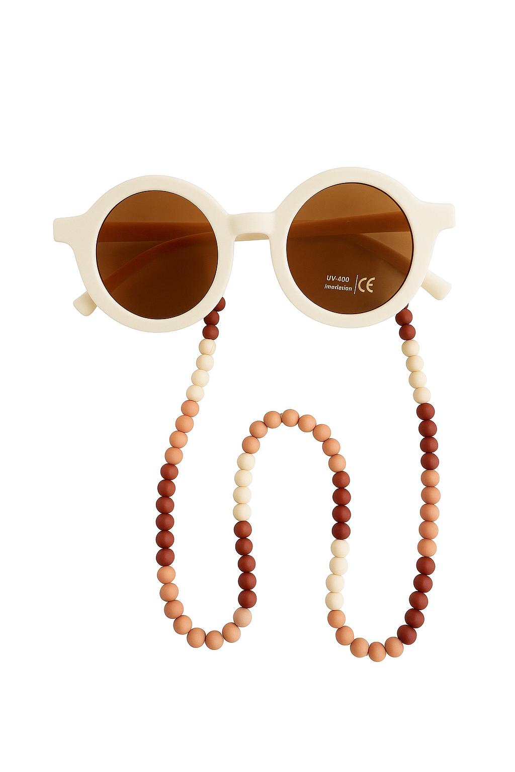 Runde Kinder Sonnenbrille mit UV400 Schutz und bunter Perlenkette, BPA-frei und sicher für Babys und Kleinkinder