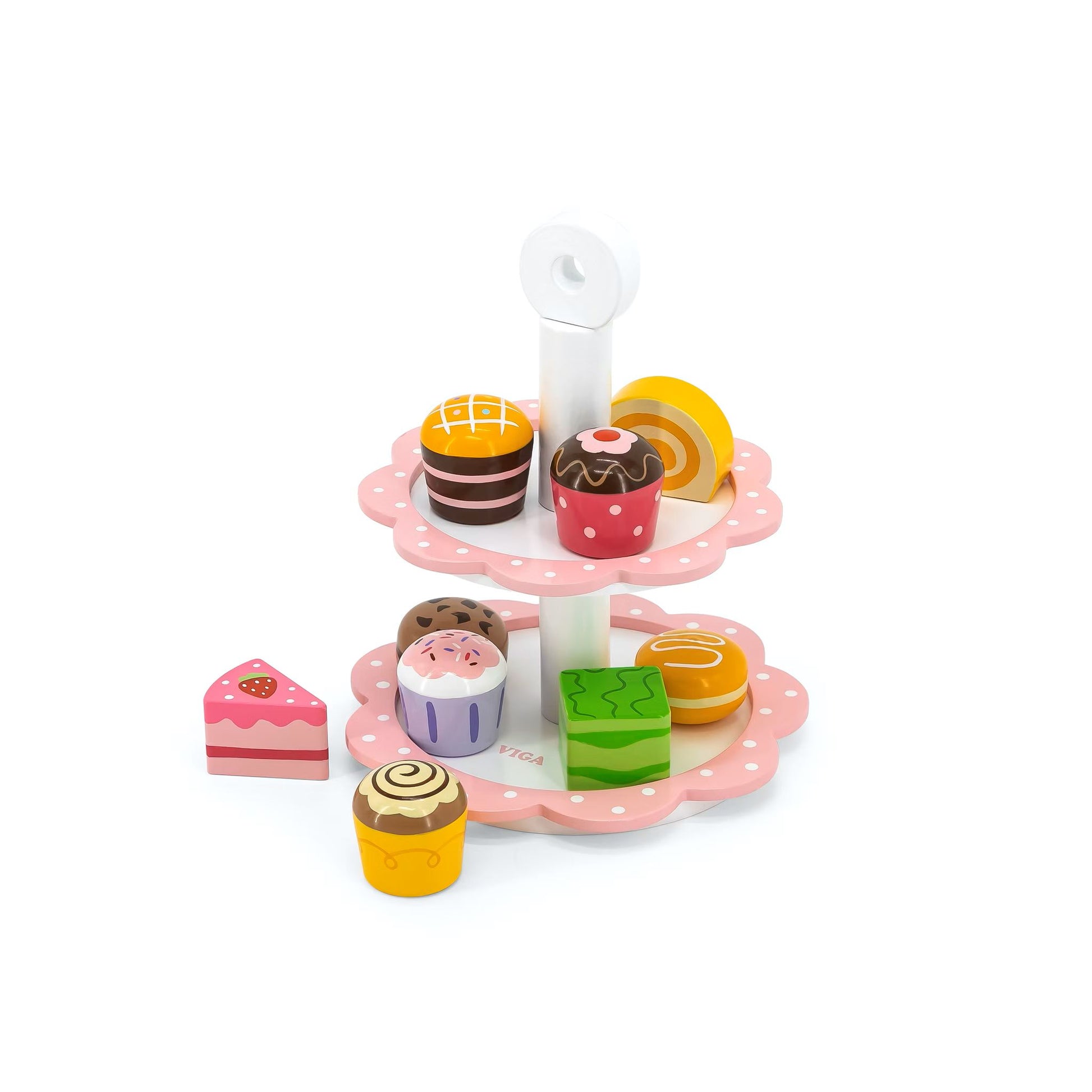 Tee-Time Dessert aus Holz mit Etagere, 9-teiliges Rollenspielset für Kinder, nachhaltig und sicher ab 18 Monaten