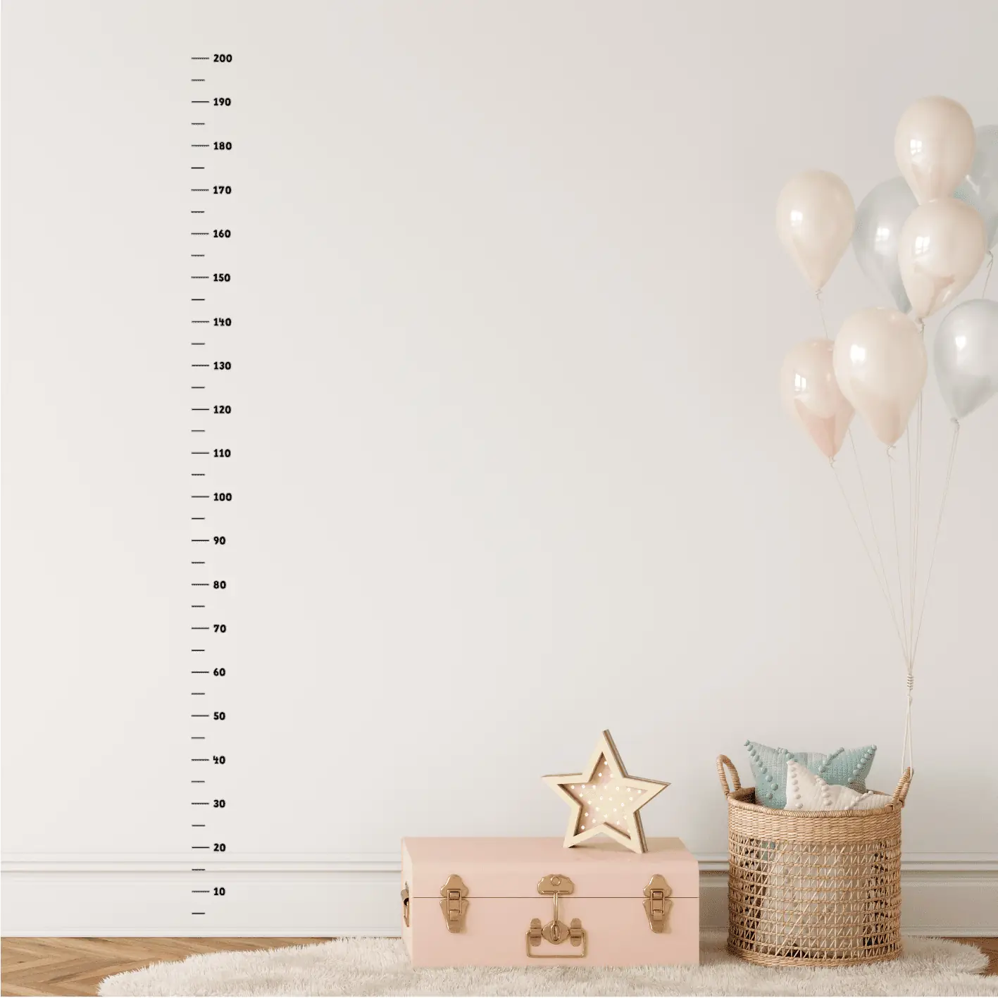 Buntes Wachstums-Lineal Sticker für Kinderzimmer, kreative Messlatte und Growth Chart Wanddeko